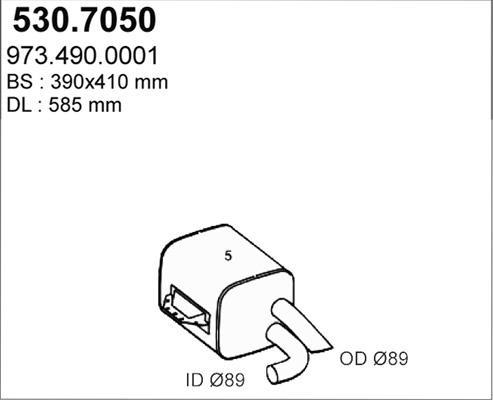 ASSO 530.7050 - Средний / конечный глушитель ОГ autosila-amz.com