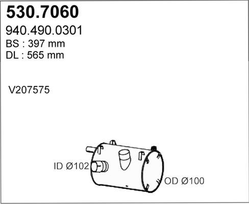 ASSO 530.7060 - Средний / конечный глушитель ОГ autosila-amz.com