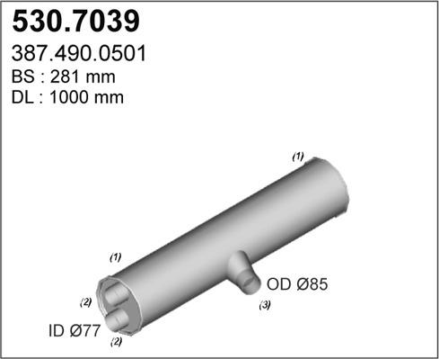 ASSO 530.7039 - Средний / конечный глушитель ОГ autosila-amz.com