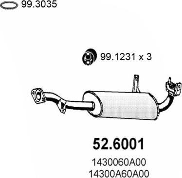 ASSO 52.6001 - Средний глушитель выхлопных газов autosila-amz.com