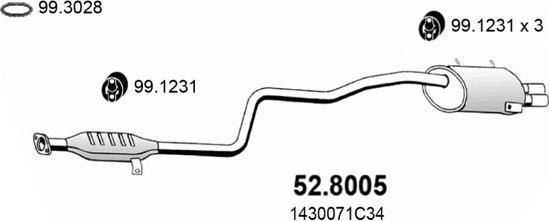 ASSO 52.8005 - Средний / конечный глушитель ОГ autosila-amz.com