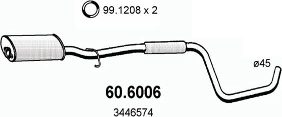 ASSO 60.6006 - Средний глушитель выхлопных газов autosila-amz.com