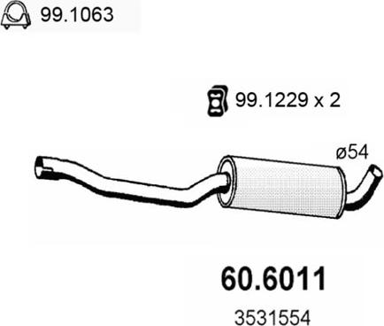 ASSO 60.6011 - Средний глушитель выхлопных газов autosila-amz.com