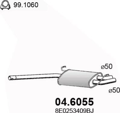 ASSO 04.6055 - Средний глушитель выхлопных газов autosila-amz.com