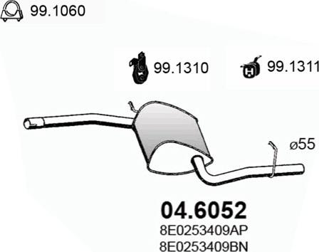 ASSO 04.6052 - Средний глушитель выхлопных газов autosila-amz.com