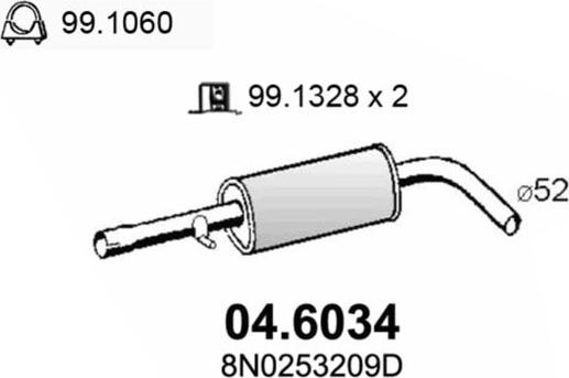 ASSO 04.6034 - Средний глушитель выхлопных газов autosila-amz.com