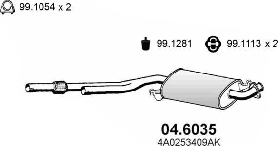 ASSO 04.6035 - Средний глушитель выхлопных газов autosila-amz.com