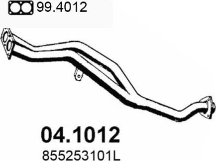 ASSO 04.1012 - Передняя труба глушителя Audi 80 Coupe 1.8 82-84 autosila-amz.com