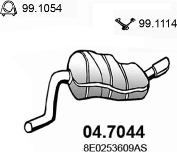 ASSO 04.7044 - Глушитель выхлопных газов, конечный autosila-amz.com