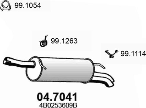 ASSO 04.7041 - Глушитель выхлопных газов, конечный autosila-amz.com