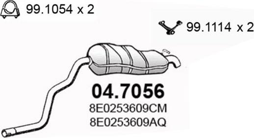 ASSO 04.7056 - Глушитель выхлопных газов, конечный autosila-amz.com