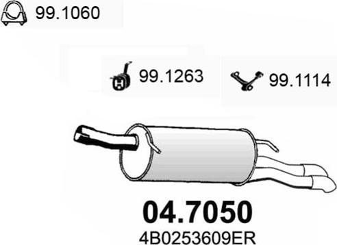 ASSO 04.7050 - Глушитель выхлопных газов, конечный autosila-amz.com