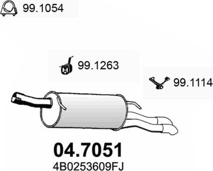 ASSO 04.7051 - Глушитель выхлопных газов, конечный autosila-amz.com