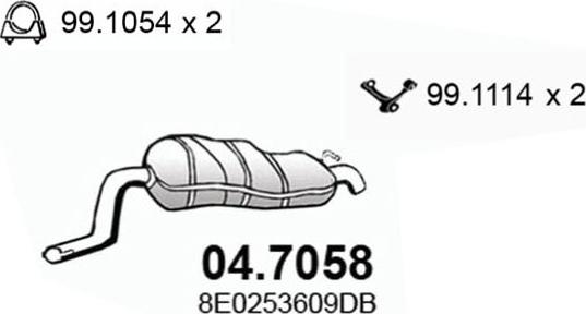 ASSO 04.7058 - Глушитель выхлопных газов, конечный autosila-amz.com