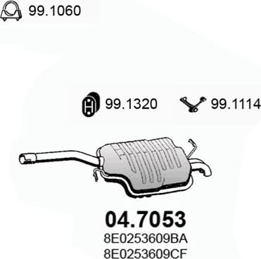 ASSO 04.7053 - Глушитель выхлопных газов, конечный autosila-amz.com