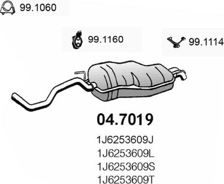 ASSO 04.7019 - Глушитель выхлопных газов, конечный autosila-amz.com