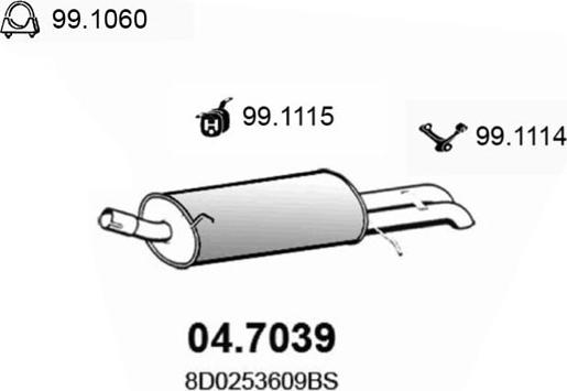 ASSO 04.7039 - Глушитель выхлопных газов, конечный autosila-amz.com