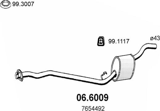 ASSO 06.6009 - Средний глушитель выхлопных газов autosila-amz.com