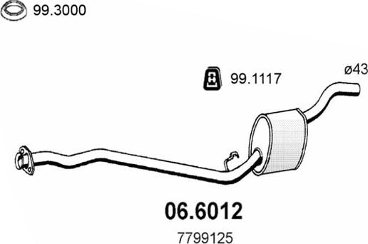 ASSO 06.6012 - Средний глушитель выхлопных газов autosila-amz.com