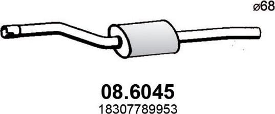 ASSO 08.6045 - Средний глушитель выхлопных газов autosila-amz.com