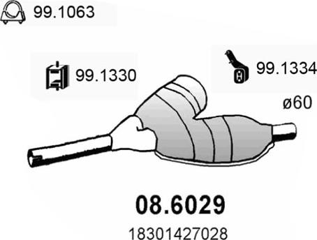 ASSO 08.6029 - Средний глушитель выхлопных газов autosila-amz.com