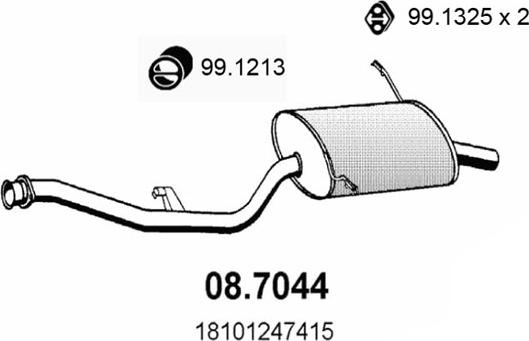 ASSO 08.7044 - Глушитель выхлопных газов, конечный autosila-amz.com