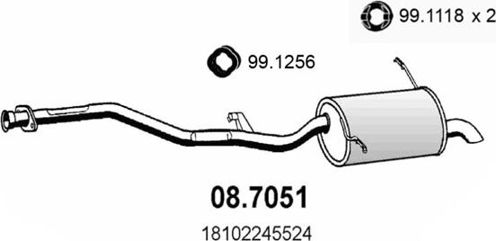 ASSO 08.7051 - Глушитель выхлопных газов, конечный autosila-amz.com