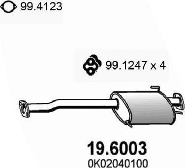ASSO 19.6003 - Средний глушитель выхлопных газов autosila-amz.com