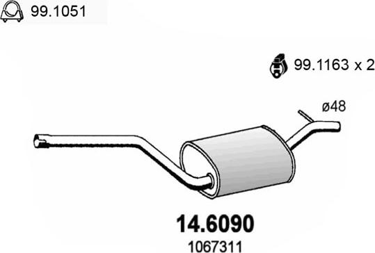 ASSO 14.6090 - Средний глушитель выхлопных газов autosila-amz.com