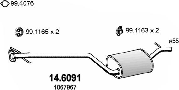 ASSO 14.6091 - Средний глушитель выхлопных газов autosila-amz.com