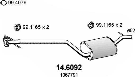 ASSO 14.6092 - Средний глушитель выхлопных газов autosila-amz.com