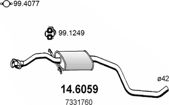 ASSO 14.6059 - Средний глушитель выхлопных газов autosila-amz.com