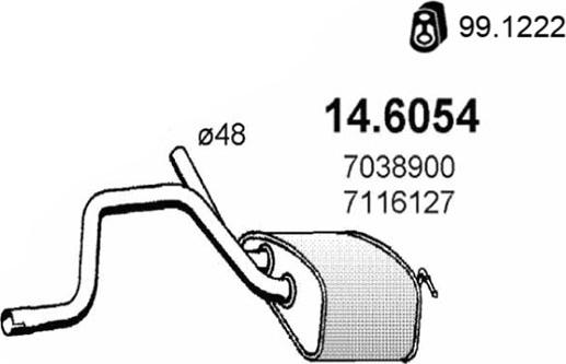 ASSO 14.6054 - Средний глушитель выхлопных газов autosila-amz.com