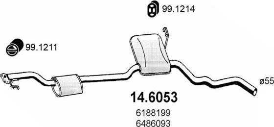 ASSO 14.6053 - Средний глушитель выхлопных газов autosila-amz.com