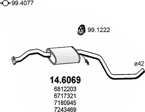 ASSO 14.6069 - Средний глушитель выхлопных газов autosila-amz.com