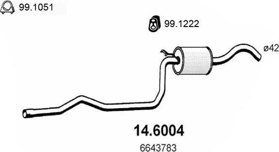 ASSO 14.6004 - Средний глушитель выхлопных газов autosila-amz.com