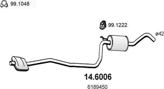 ASSO 14.6006 - Средний глушитель выхлопных газов autosila-amz.com