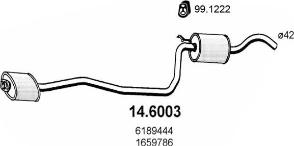 ASSO 14.6003 - Средний глушитель выхлопных газов autosila-amz.com