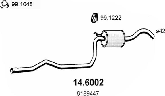 ASSO 14.6002 - Средний глушитель выхлопных газов autosila-amz.com