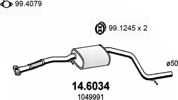 ASSO 14.6034 - Средний глушитель выхлопных газов autosila-amz.com