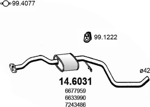 ASSO 14.6031 - Средний глушитель выхлопных газов autosila-amz.com