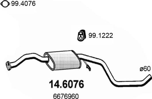 ASSO 14.6076 - Средний глушитель выхлопных газов autosila-amz.com