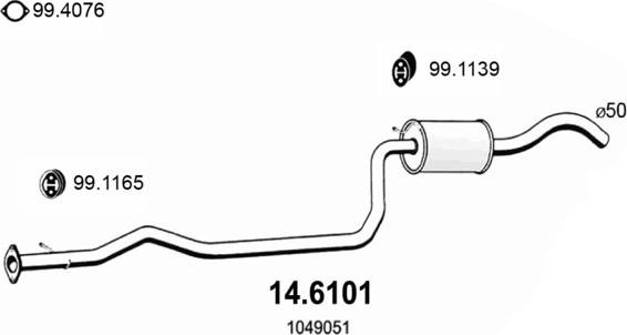 ASSO 14.6101 - Средний глушитель выхлопных газов autosila-amz.com