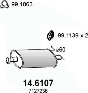 ASSO 14.6107 - Средний глушитель выхлопных газов autosila-amz.com