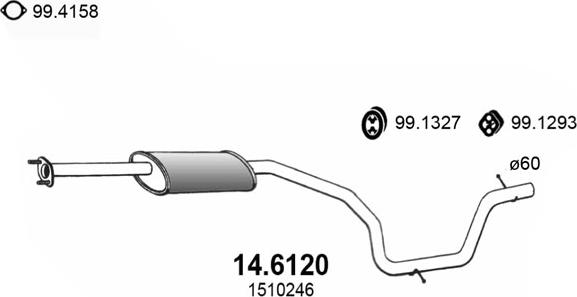 ASSO 14.6120 - Средний глушитель выхлопных газов autosila-amz.com