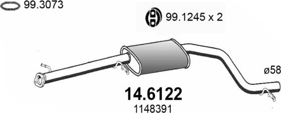 ASSO 14.6122 - Средний глушитель выхлопных газов autosila-amz.com