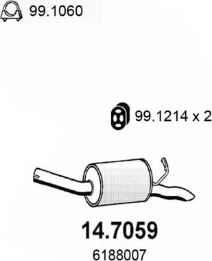 ASSO 14.7059 - Глушитель выхлопных газов, конечный autosila-amz.com