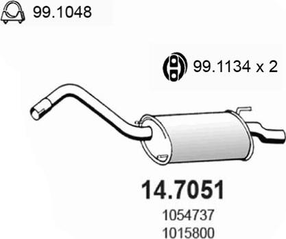 ASSO 14.7051 - Глушитель выхлопных газов, конечный autosila-amz.com