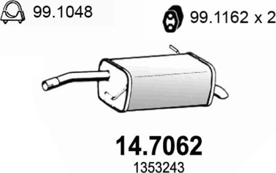 ASSO 14.7062 - Глушитель выхлопных газов, конечный autosila-amz.com