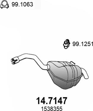 ASSO 14.7147 - Глушитель выхлопных газов, конечный autosila-amz.com